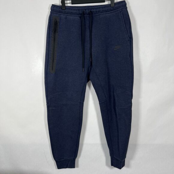 Nike Joggers Sweatpants Mens Large Navy Blue 32x30 Tapered Drawstring Pockets - Picture 1 of 16
